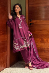 Cerise 2 Piece Embroidered Silk Suit