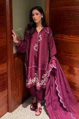 Cerise 2 Piece Embroidered Silk Suit
