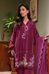 Cerise 2 Piece Embroidered Silk Suit
